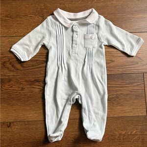 Edgehill Collection Baby Boy Newborn Sleeper Footie One-piece White|Blue